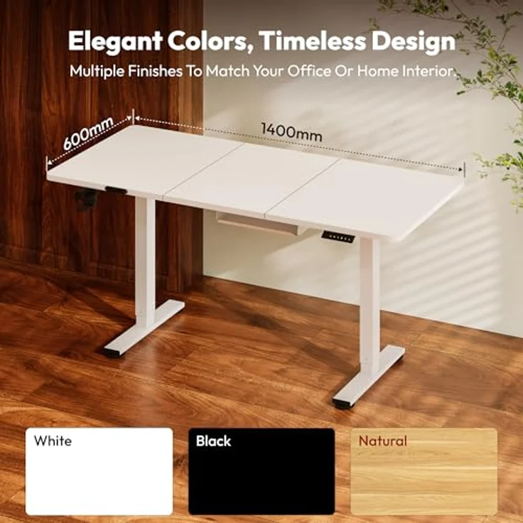 SANODESK Höhenverstellbarer Schreibtisch 140x60 cm Schreibtisch Höhenverstellbar Elektrisch Ergonomischer Steh-Sitz Tisch Computertisch für Heimbüro Homeoffice(weiß) – Bild 8