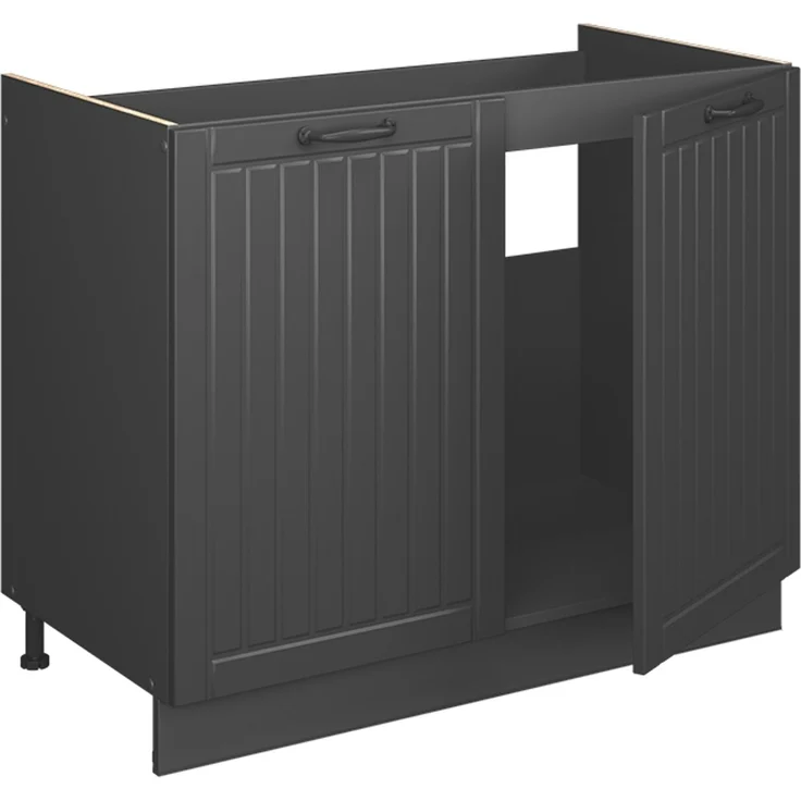 Spülenunterschrank Fame-Line Dunkelgrau/Anthrazit 100 cm, AP Marmor Vicco – Bild 6