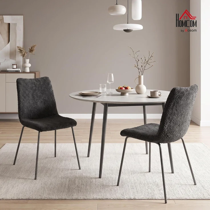 HOMCOM Esszimmerstuhl, Samt (100 % Polyester), Dunkelgrau, 45 x 57 x 89 cm – Bild 2