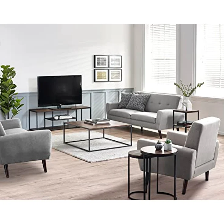 Julian Bowen Tribeca, runde Beistelltische, Walnussoptik/Schwarz – Bild 5
