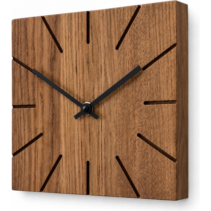 Natuhr Wanduhr F4003D Beam Wand- und Tischuhr aus dunkler Eiche – Massivholz Eiche – Eiche dunkel – 17 × 17 × 4 cm – Bild 2