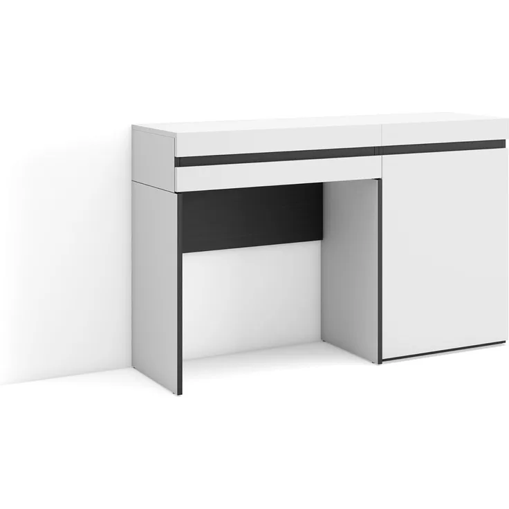 Skraut Home | Schminktisch | Frisiertisch mit Stauraum | 121 x 75 x 35 cm | mit Schublade | Schlafzimmer | Moderner Stil | Weiß