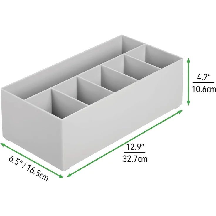 mDesign Kosmetik Organizer Schminkaufbewahrung 6 Fächer BPA-frei Grau – Bild 4