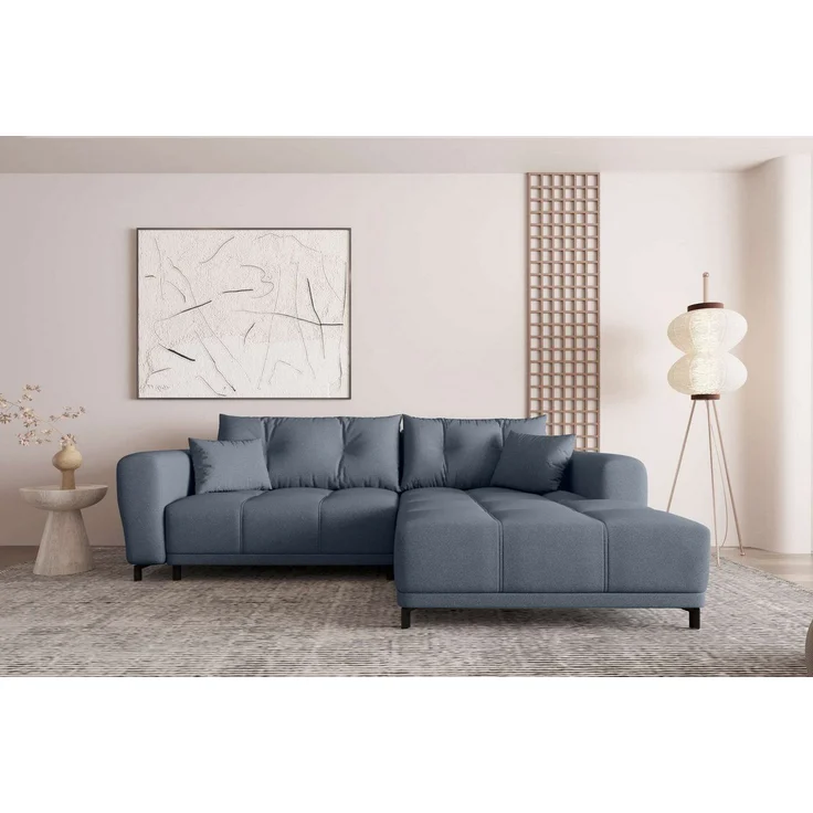 99rooms Massimo Ecksofa Strukturstoff NEVE Dunkelblau mit Schlaffunktion Rechts – Bild 5