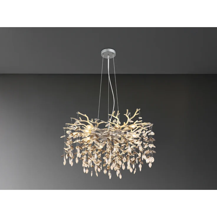 LED Kronleuchter Silber 10-flammig mit Glas Kristall 2-farbig Ø 80cm – Bild 3
