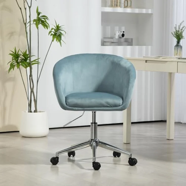 Svita Louisa Schreibtischstuhl, Blau, Rund, Drehkreuz, 360° drehbar, stufenlos höhenverstellbar, 56x88x56 cm – Bild 2