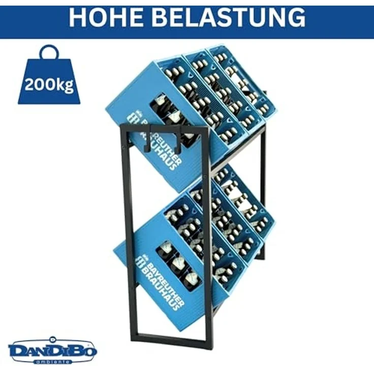 DanDiBo Getränkekistenregal 6 Kisten mit Gitter Haken 100 cm Metall 96598 Getränkeregal Kistenregal Getränkekistenhalter – Bild 4