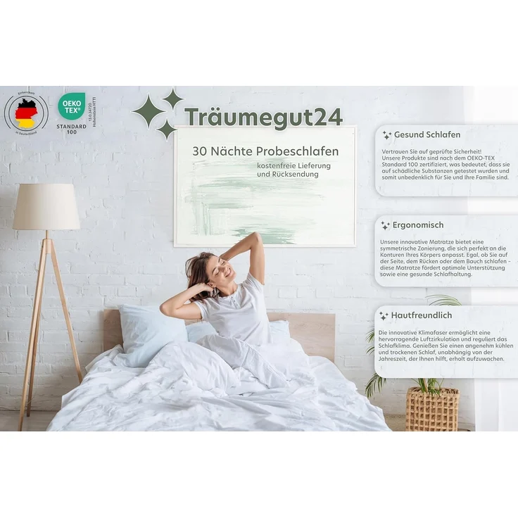 Träumegut24 - K12 Orthopädische 7-Zonen Kaltschaummatratze - Matratze Härtegrad H2 & H3 - Rollmatratze (160x200 cm, H2 & H3) – Bild 4