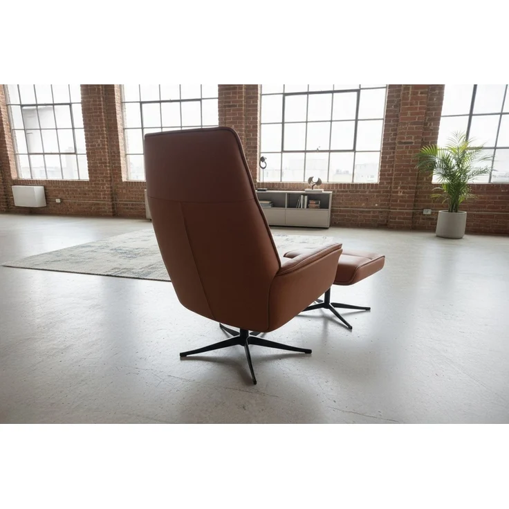 KAWOLA Relaxsessel JOSIANE Leder braun Komfort Drehsessel – Bequem, 360° drehbar, Relaxfunktion, Kopfstütze, inklusive Fußhocker – Bild 3