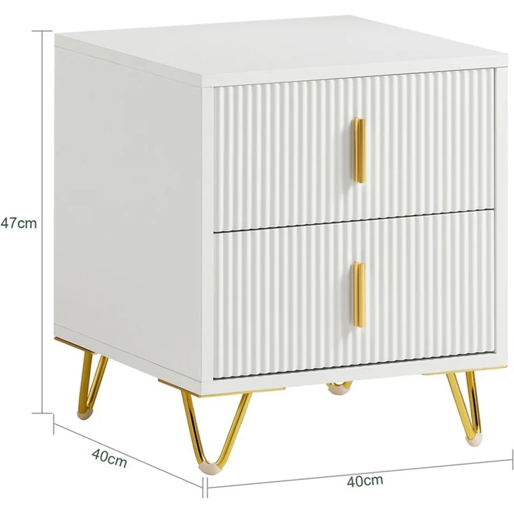 SoBuy FBT115-W Nachttisch, MDF, Melamin, Weiß, 40 x 47 x 40 cm – Bild 3