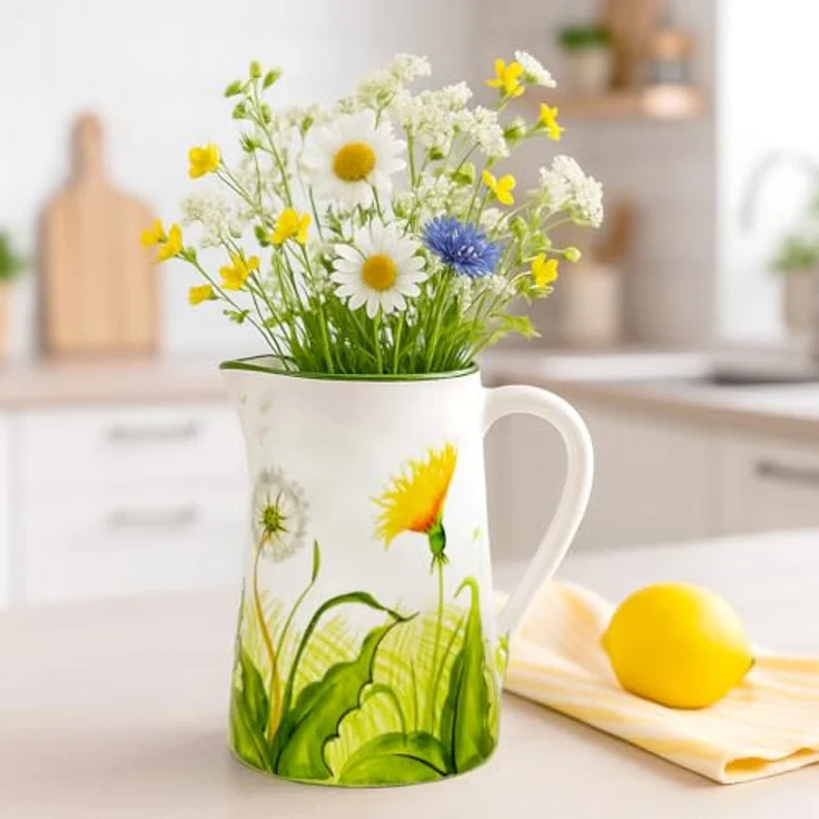 Lashuma Wasserkrug Pusteblume, (1-tlg, 19 cm (1,5 l), italienischer Krug Keramik handgemacht – Bild 5