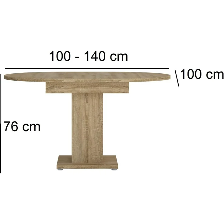 designimpex Esstisch Design WM-100 Sonoma Eiche rund ausziehbar 100 - 140 cm, Esstisch, Esszimmertisch, Tisch, Couchtisch, Wohnzimmertisch, table – Bild 3