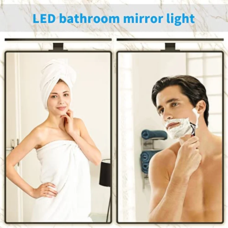 Aourow LED Spiegelleuchte Bad 10W,40cm 820lmn Spiegellampe Badezimmer,Neutralweiß 4000K IP44 Wasserdicht Badlampe Spiegel 230V Spiegelschrank Beleuchtung KLASSE II(Schwarz) – Bild 7