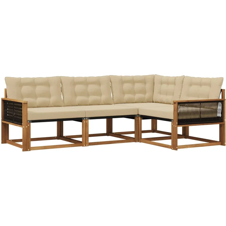 vidaXL Outdoor-Sofagarnitur 4 stk. 4-Sitzer Natur und Beige 3381393 – Bild 2