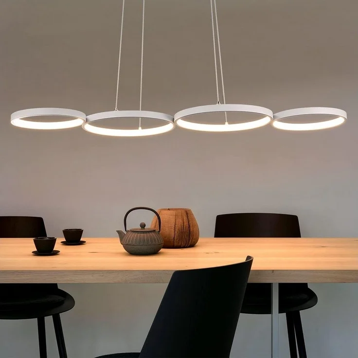 Nettlife LED Pendelleuchte Esszimmer Dimmbar mit Fernbedienung Weiß 54 W 88CM, Höhenverstellbar, LED fest integriert, Warmweiß Neutralweiß Kaltweiß, Wohnzimmer Schlafzimmer – Bild 2
