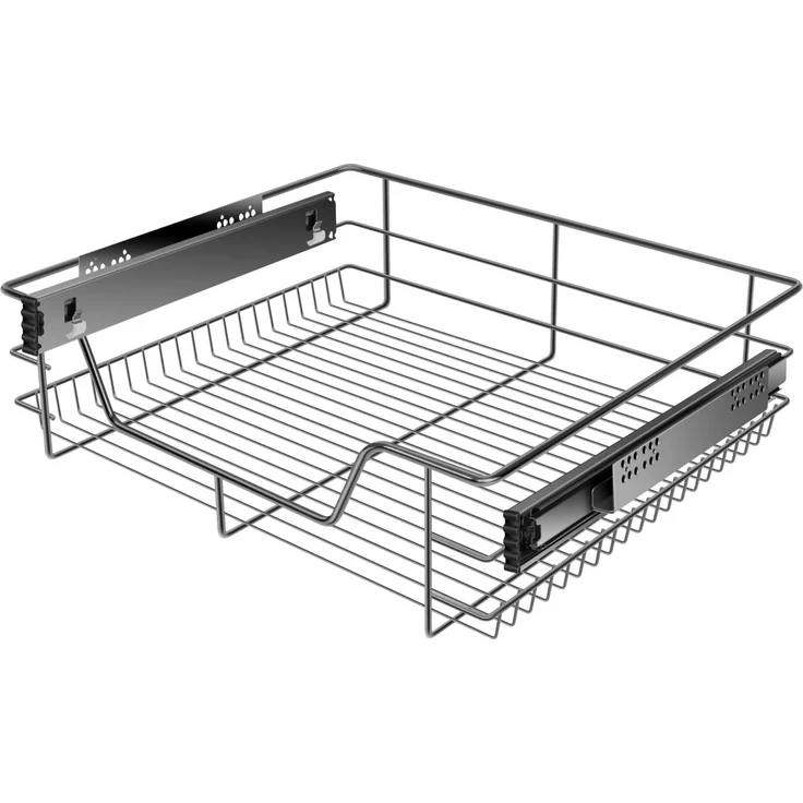 KESSER® Teleskopschublade 30-60cm Schrankbreite verchromt aus Edelstahl Schubladeneinsatz für Küchenschrank Korbauszug Schrankauszug 1x 60cm - Anthrazit – Bild 1