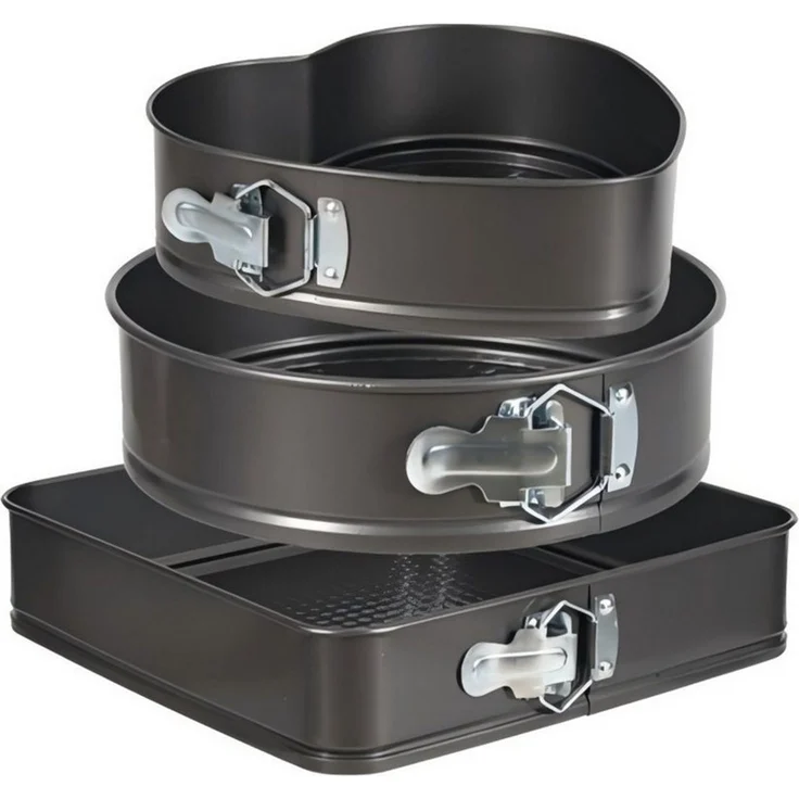 Kityhome Springform Kuchenform Backform Set 3tlg 24 26 28 cm,antihaft Carbonstahl, (3-tlg), eckig,rund,herzförmig(11/10.2/9.4in),hitzebeständig bis 220°C – Bild 1