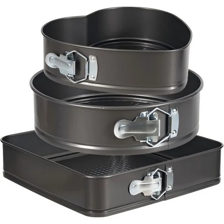 Kityhome Springform Kuchenform Backform Set 3tlg 24 26 28 cm,antihaft Carbonstahl, (3-tlg), eckig,rund,herzförmig(11/10.2/9.4in),hitzebeständig bis 220°C