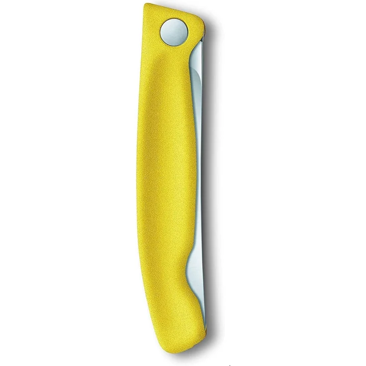 Victorinox Swiss Classic faltbares Gemüsemesser Wellenschliff (11 cm), Gelb – Bild 6
