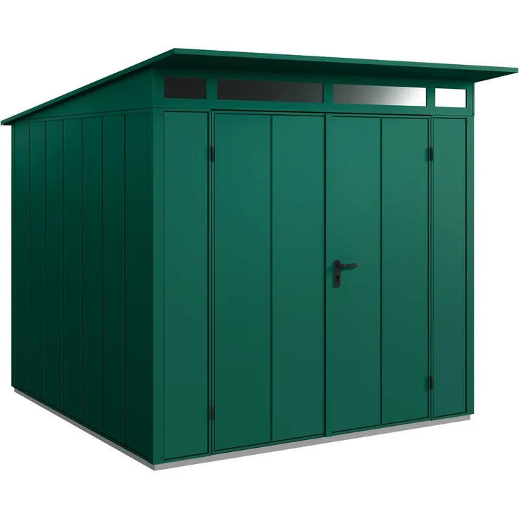 Hörmann Ecostar Metall-Gerätehaus Elegant mit Pultdach Typ 2, 238x238 cm , moosgrün, 5,7 m²,2-flüglige Tür