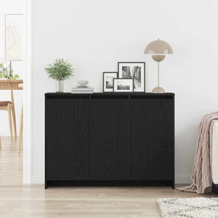 vidaXL Sideboard Schwarz 102 x 29,5 x 75 cm Holzwerkstoff 862084 – Bild 3