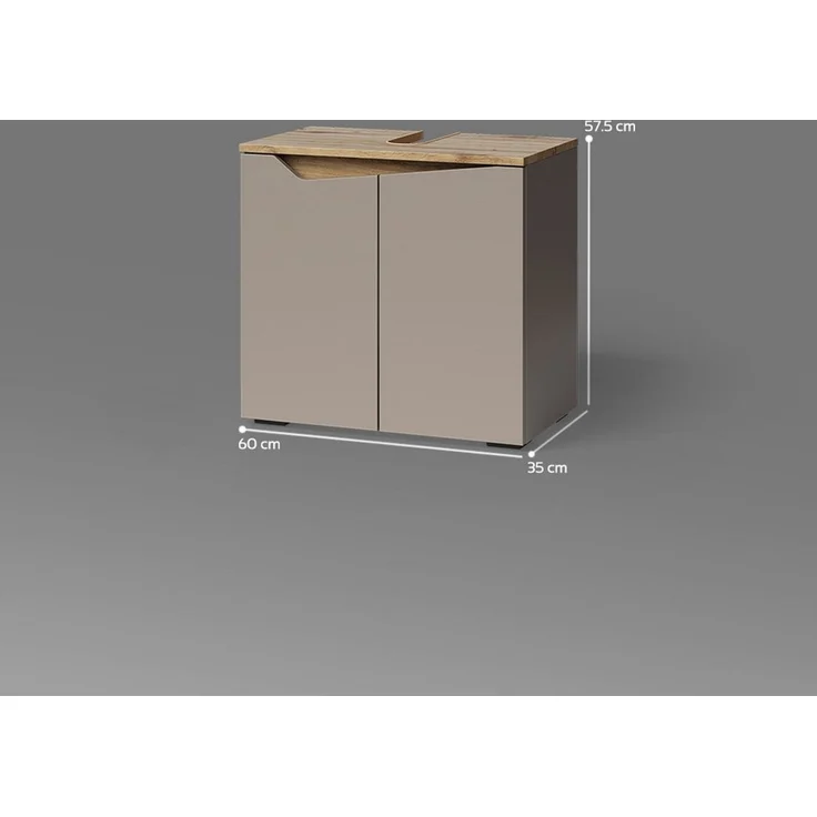 Livinity® Waschbeckenunterschrank Timavo, Greige/Artisan-Eiche, 60 x 57.5 cm mit 2 Türen (1-St) – Bild 2