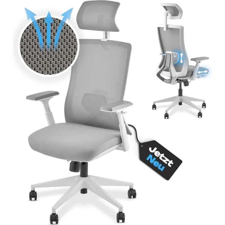 VALKENSTOL M3 Pro Bürostuhl Ergonomisch Testsieger mit verstellbaren Armlehnen | bequemer Schreibtischstuhl mit Lendenwirbelstütze Rückenschonend | Bürostühle verstellbare Sitztiefe gesundes Sitzen – Bild 3