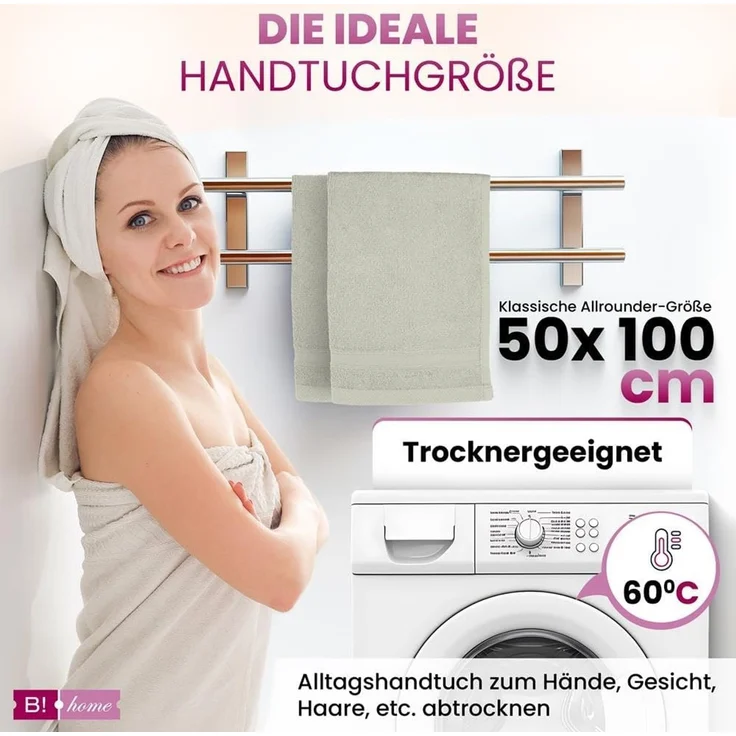 B!HOME Handtücher Set Saunatücher, Duschtücher, Gästehandtücher 100% Baumwolle, (Spar-Set, 8-St), flauschig saugfähig Frottee weich – Bild 6