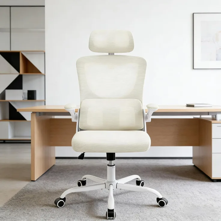 Atmungsaktiver Computerstuhl,Hohe Rückenlehne Konferenzstuhl,Bürostuhl,Bequemer Spielstuhl,Bürostuhl mit Rädern(nur mit Bürostühlen)--Beige--67.5x62x123.5cm--YOUDENOVA