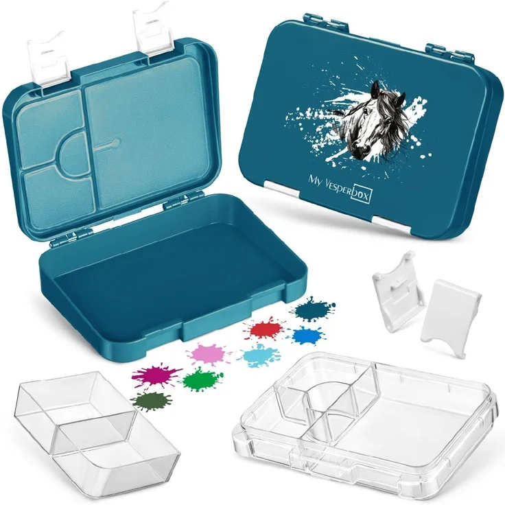 My Vesperbox® Brotdose für Kinder mit Fächern [LEN] - Lunchbox mit Trennfächern - Bento Box - Jausenbox - Brotzeitbox für Schule & Kindergarten - Vesperdose für Jungen & Mädchen