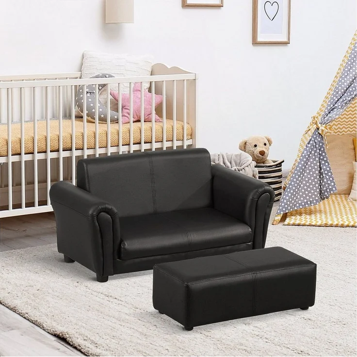 HOMCOM Sofa Kindersofa mit Hocker – Bild 3