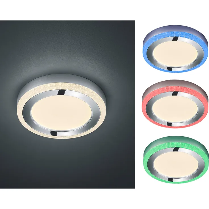 RGB LED Deckenleuchte, Fernbedienung, dimmbar, weiß, D 40 cm