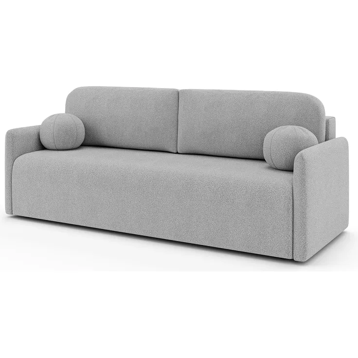MEBLINI Sofa mit Schlaffunktion - ANAKIN - 210x90x93cm - Grau Boucle – Schlafcouch Ausziehbar - Schlafsofa mit Bettkasten - Sofabett - Couch mit Schlaffunktion – Klappsofa