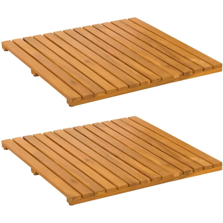 vidaXL Badematte Uni Braun 50 x 50 cm Holz 42025255 – Bild 1