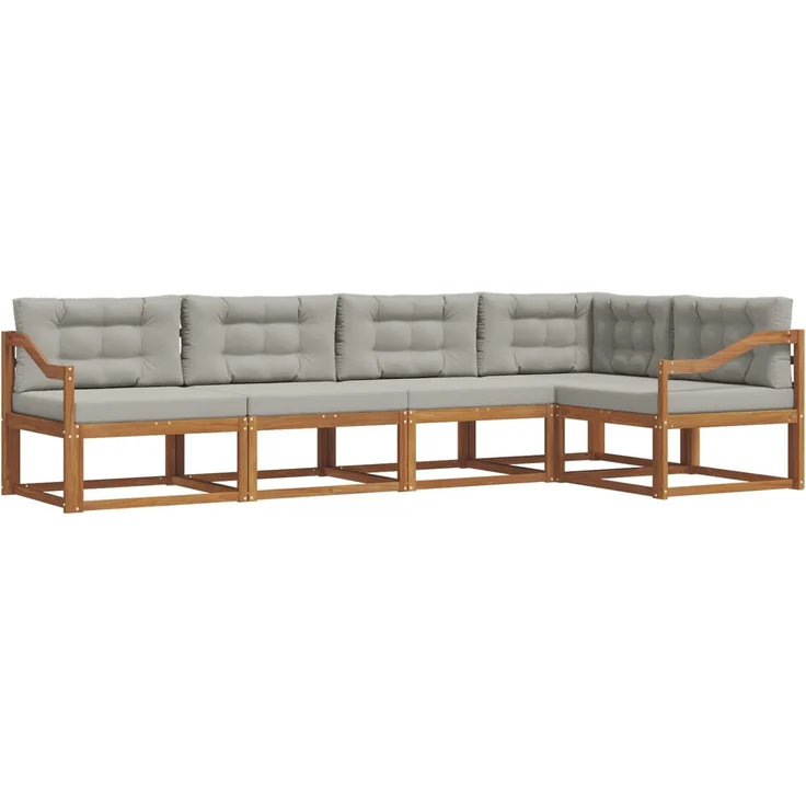 vidaXL Outdoor-Sofagarnitur 5 stk. 5-Sitzer Natur und Hellgrau 3367594 – Bild 2