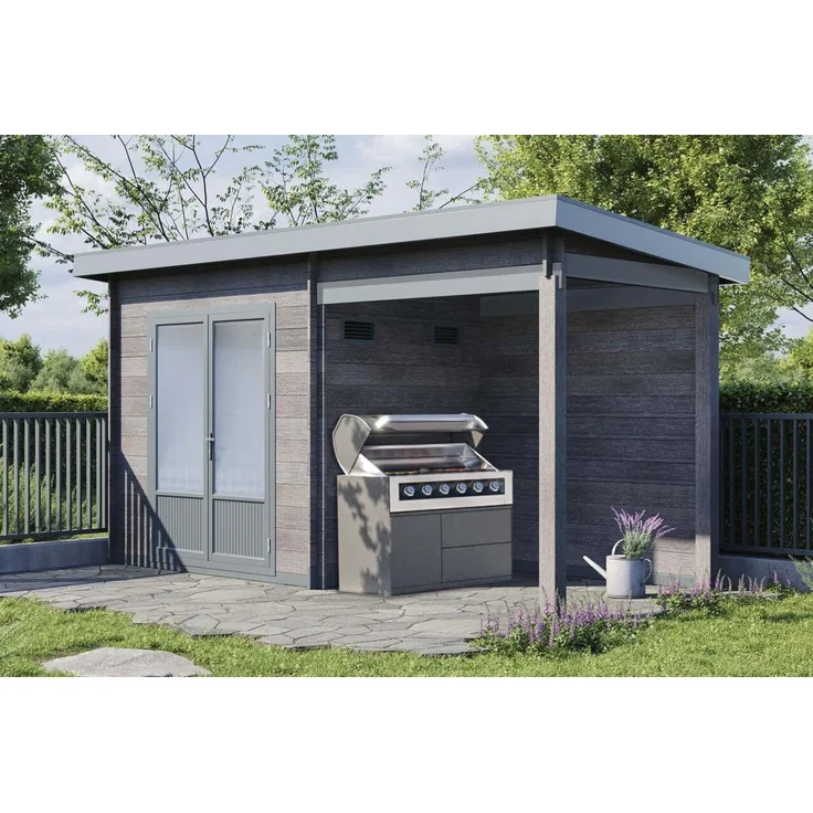 Wolff Finnhaus Gartenhaus WPC-Trend B+ mit Lounge 444x187 cm – Bild 1