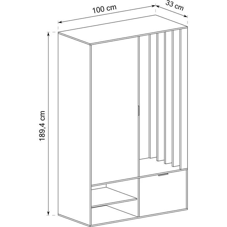 AX LIVING Garderobe Flur Milanoir 100 cm Spiegel Artisan Eiche/Schwarz – Bild 9