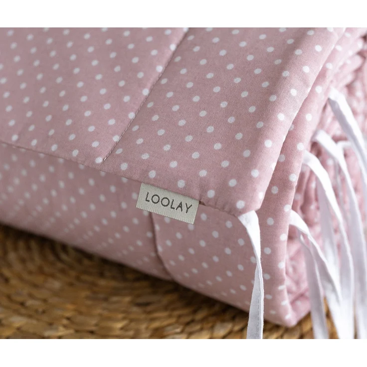 Loolay Bettnestchen Mini Punkte ROSA Bio-Baumwolle Atmungsaktives Babybett BETTUMRANDUNG, (Mädchen Babyausstattung Erstausstattung für Kinderbett 140x70 o. 120x60 cm, Umrandung Kopfschutz Bett Schutz Bettschlange 420, 360, 210, 180x30cm), Babyshower Pr... – Bild 1