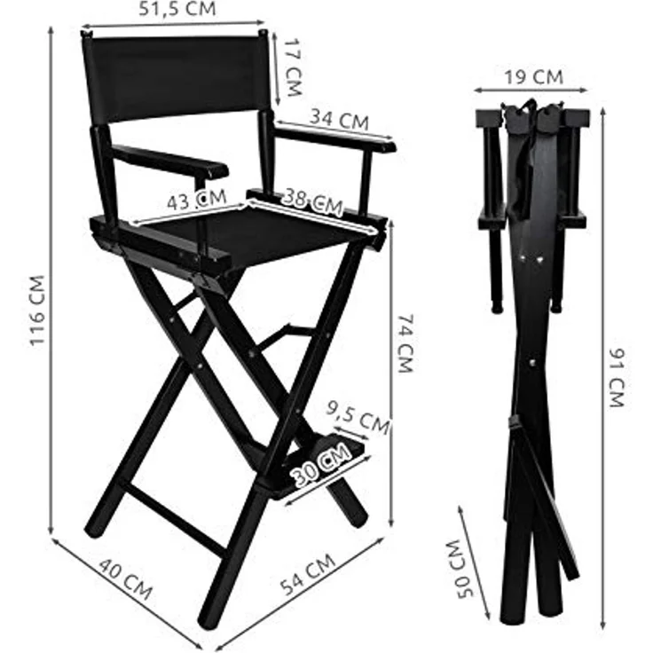 MT MALATEC Make-up Stuhl Schminkstuhl Regiestuhl Klappstuhl Holz 9917 – Bild 3