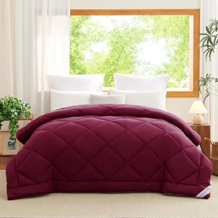 WAVVE Bettdecke 220x240 cm Ganzjahresdecke 4 Jahreszeiten, Steppdecke 300gsm Mikrofaser 240x220cm, Super Weiche Zudecke Schlafdecke Atmungsaktive 220 x 240 Rot – Bild 2