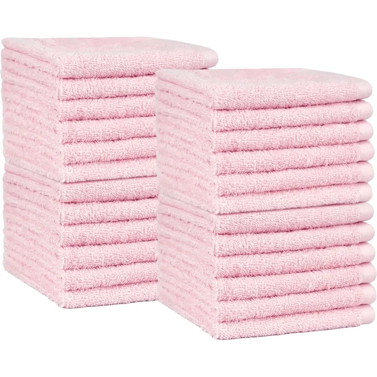 Amazon Basics Waschlappen aus Baumwolle, 24er-Pack, Blütenrosa, 30x30 cm