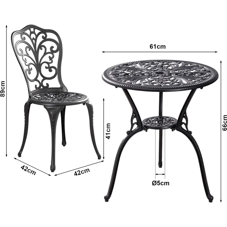 Bistro-Set Lupsam 3-tlg. Aluminiumguss Weiß [casa. pro] – Bild 4