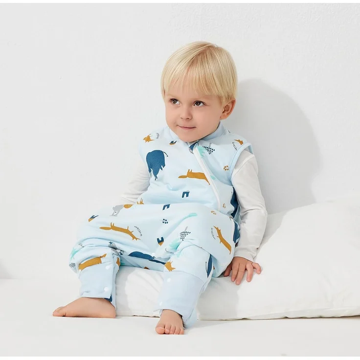 Duomiaomiao Baby Schlafsack, 1x Ganzjahresschlafsack, 1.5tog-elefanten Dschungel, 75cm / Babygröße 80-90cm, 100% Baumwolle – Bild 2