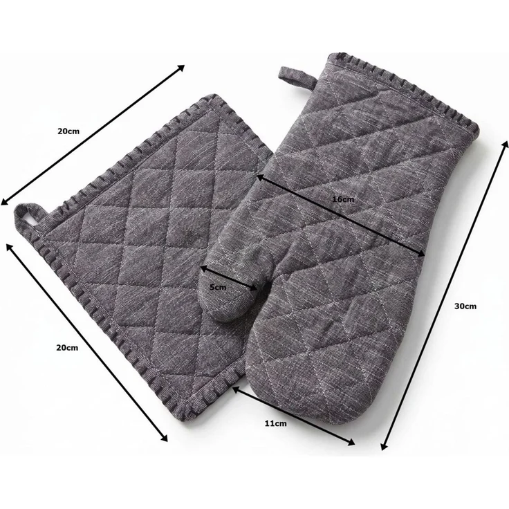 Home affaire Topfhandschuhe Handschuh & Topflappen Set Grau, (Set, 2-tlg) – Bild 4