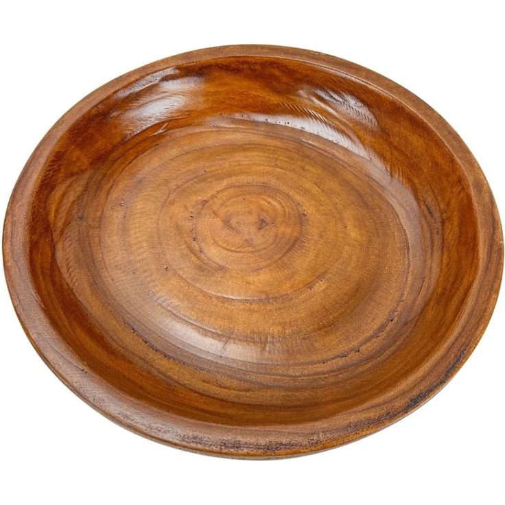 Online-Fuchs Dekoschale rund für den Tisch - Obstschale, Tablett aus Holz - 35 cm groß (aus Paulownia Holz, lebensmittelecht behandelt), natürliche Maserung mit einer warmen Holzfarbe – Bild 2
