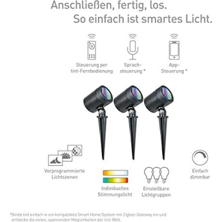 Müller Licht tint 3er Set LED Gartenspot Flores Gen2 19,5x6,5 cm RGBW – Bild 3