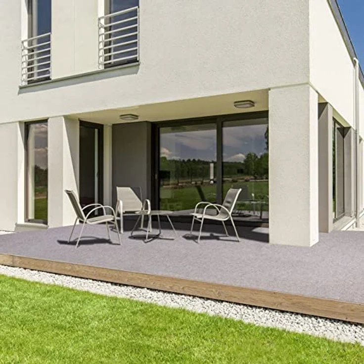 Floordirekt Rasenteppich Farbwunder Pro - Balkonteppich - Kunstrasen Teppich für Terrasse, Balkon und Freizeit - Erhältlich in 6 Farben (133x900 cm, Beige) – Bild 8