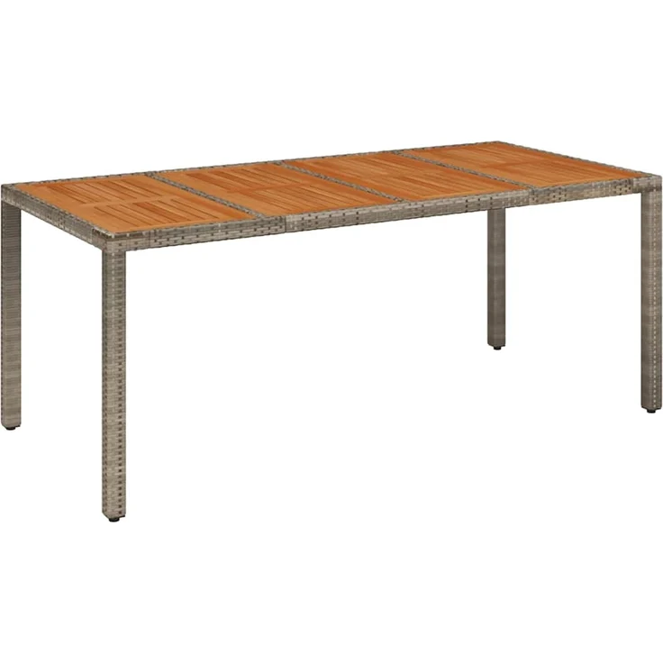 Gartentisch, Balkontisch mit Holzplatte Grau 190 x 90 x 75 cm Poly Rattan – Bild 2