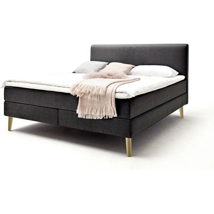 Boxspringbett in 180x200 cm GELA-114 in Anthrazit, Härtegrad H3