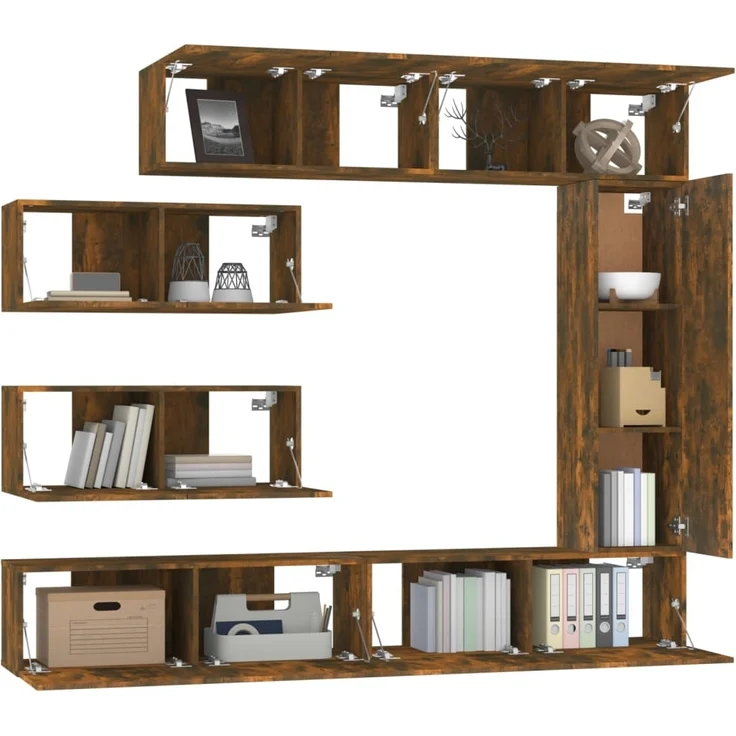 vidaXL 7-tlg. TV-Schrank-Set Räuchereiche Holzwerkstoff 3114563 – Bild 3